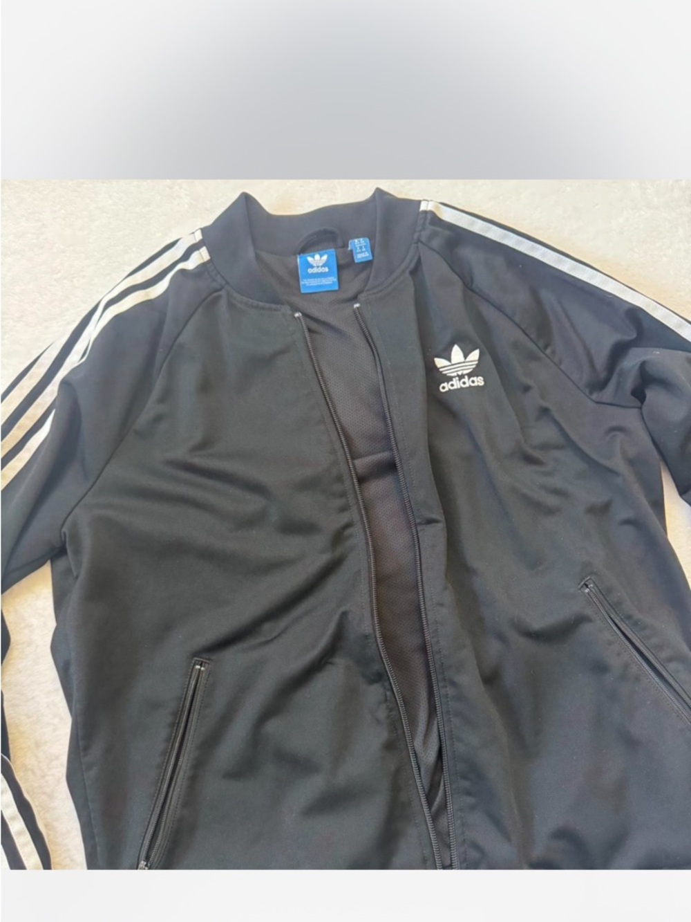 adidas Black Jacket with White Three-Stripe Detailing - Picture 2 of 7
